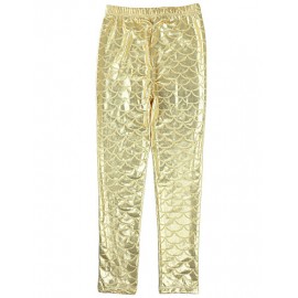 Gold/White/Pink/Wine Mermaid Tail Fish Scale Leggings Pencil Pants Causal Legging for 3-10 yrs Girls Kid  